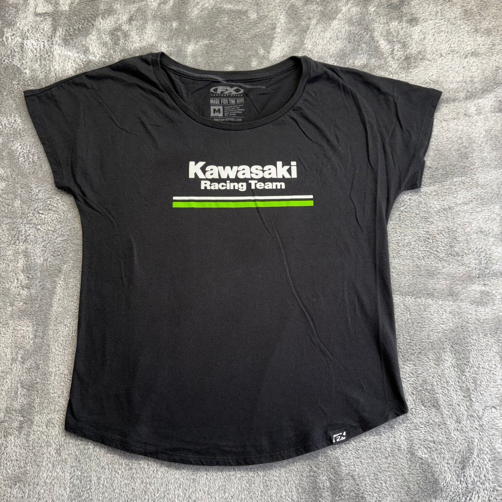 Factory Effex Kawasaki Racing Team T-Shirt Womens Medium Black Excellent Graphic